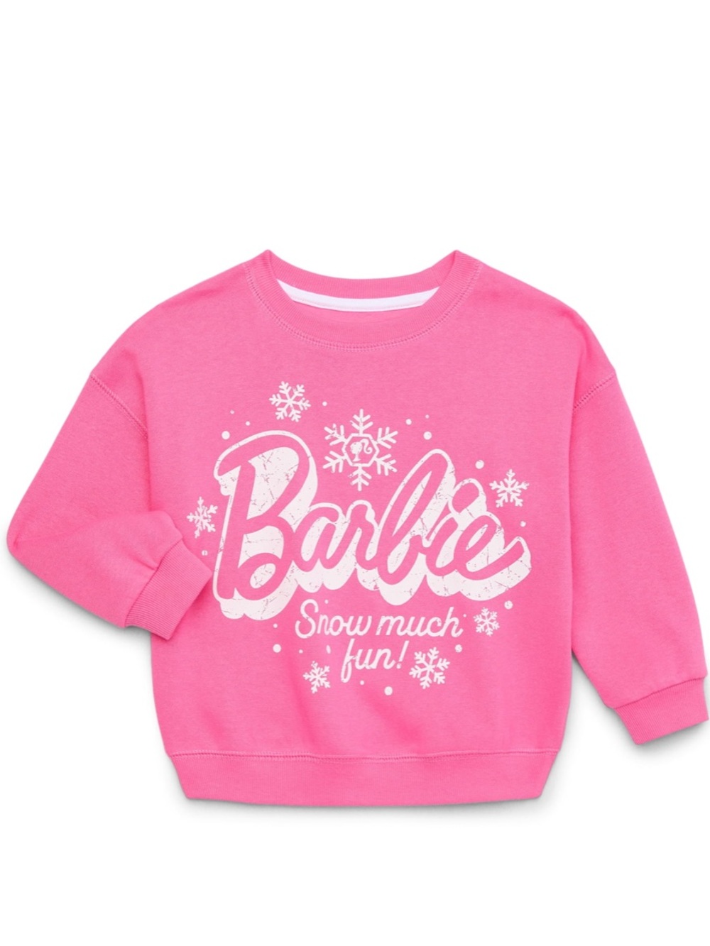 New Baby Girl Infant Toddler Snow Much Fun BARBIE Logo Sweatshirt Pink 3T NWT